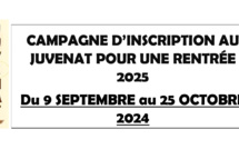 CAMPAGNE D’INSCRIPTION AU JUVENAT POUR UNE RENTRÉE 2025